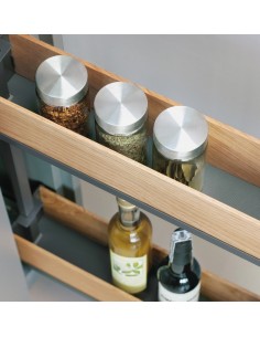150mm Peka Fioro Kitchen Base Pull-Out Anthracite & Oak Bottle Rack 200.2453.43 2