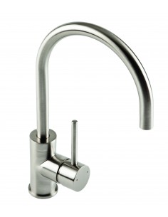 Courbe Kitchen Tap Brushed Steel Curved Spout Single Lever WRAS 1810 COU/02/BS