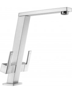 1810 Pendenza Kitchen Tap Brushed Steel Modern Twin Levers PEN/02/BS