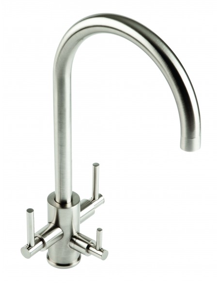 Curvato Trio Water Filter Mixer Kitchen Tap Brushed Steel 1810 CUR/02/BS/TRIO