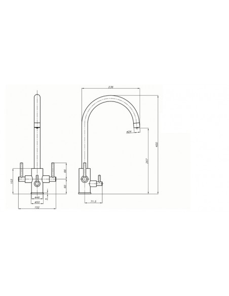 Curvato Trio Water Filter Mixer Kitchen Tap Brushed Steel 1810 CUR/02/BS/TRIO