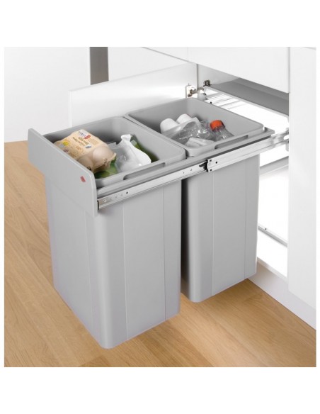 400mm Wesco Big Bio Kitchen Pull Out Waste Bin 52L Base Mount Hinged 757811-85