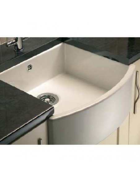 Shaws Waterside Kitchen Sink 60cm Curved Apron Front Ceramic Belfast SCWT595