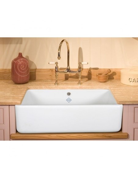 Shaws Butler 800mm SCBU800 Kitchen Sink Ceramic White Large Bowl Apron Front