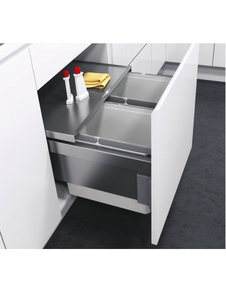500mm Envi Space Pro Kitchen Waste Bin 49L Vauth Sagel Double Silver 50304515