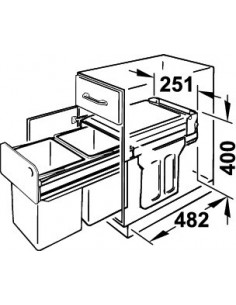300mm Hailo Tandem Bin Triple Kitchen Waste Pull-Out Hinged Door 30L 50270255 2