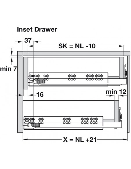 Grass Dynapro Drawer Runners 450mm Depth 40Kg Concealed Soft Close 43319608
