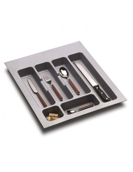 500mm Kitchen Cutlery Insert 397 to 451mm Width Matt Grey