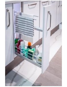 150mm Kessebohmer Towel Rail Kitchen Base Pull-Out Silver Classic Tray K2TRBP150SILV 2