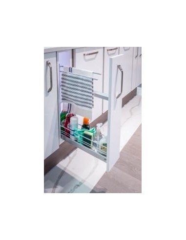 150mm Kessebohmer Towel Rail Kitchen Base Pull-Out Silver Classic Tray K2TRBP150SILV