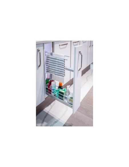 150mm Kessebohmer Towel Rail Kitchen Base Pull-Out Silver Classic Tray K2TRBP150SILV