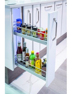150mm Kessebohmer Narrow Kitchen Base Unit Pull Out Silver Trays K2TBP150SILV