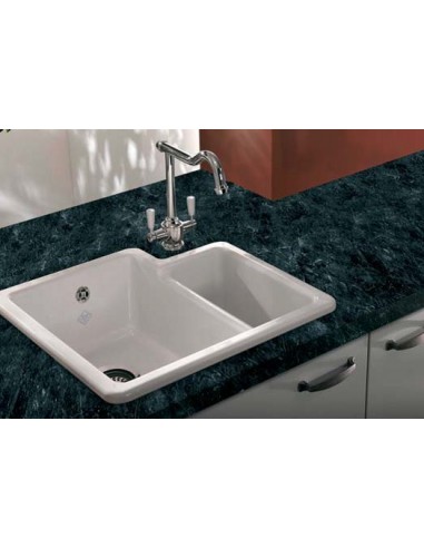 Shaws Classic Brindle Ceramic Kitchen Sink Top/Undermount 1.5 Bowl SCBH595WH