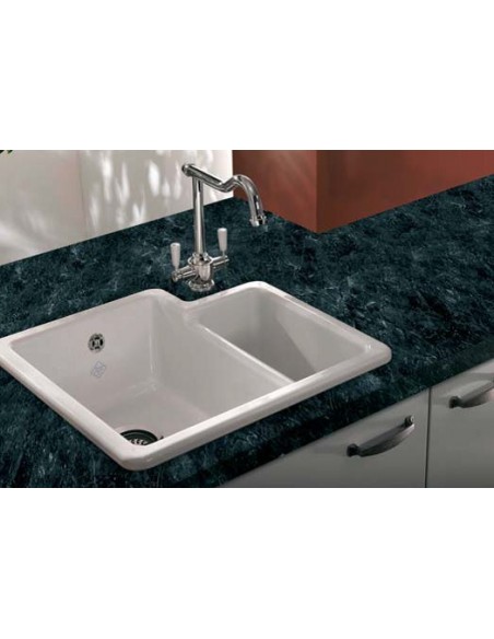 Shaws Classic Brindle Ceramic Kitchen Sink Top/Undermount 1.5 Bowl SCBH595WH