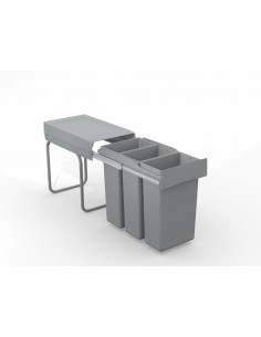 300mm Gollinucci Waste Bin Triple Kitchen Pull-Out 30L Base Mount Grey      223-GY