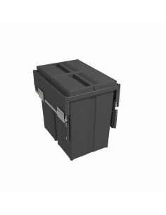 400mm Kitchen Waste Bin Gollinucci 58L Double Container Grass Runners  580PL/40-GY 2