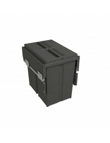 400mm Kitchen Waste Bin Gollinucci 58L Double Container Grass Runners  580PL/40-GY