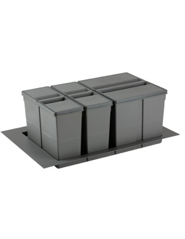 700/800mm Legrabox Kitchen Waste Drawer Bin 38L Gollinucci Triple Tubs 9XL/800-GY