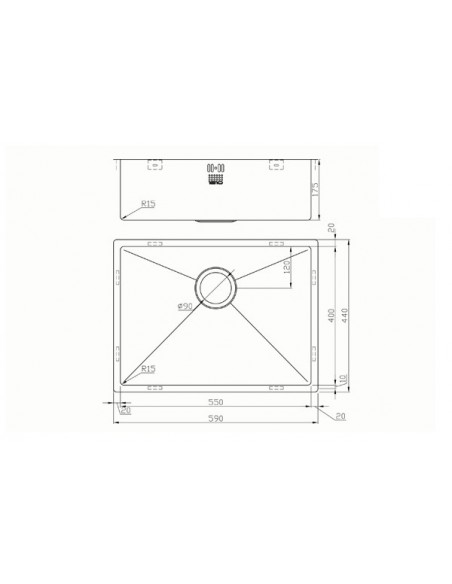 Zenuno15 550U Kitchen Sink & Waste 1.2mm Stainless Steel 1810 Company ZU/55/U15/S/081
