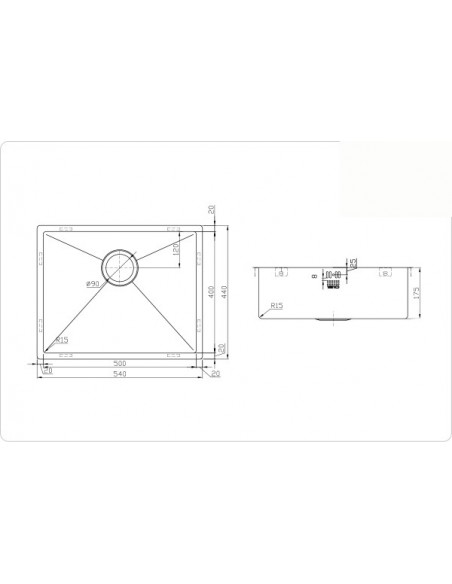 ZEN15 500U Copper Kitchen Sink Single Bowl Inset Undermount + Waste ZU/50/U15/COP/602