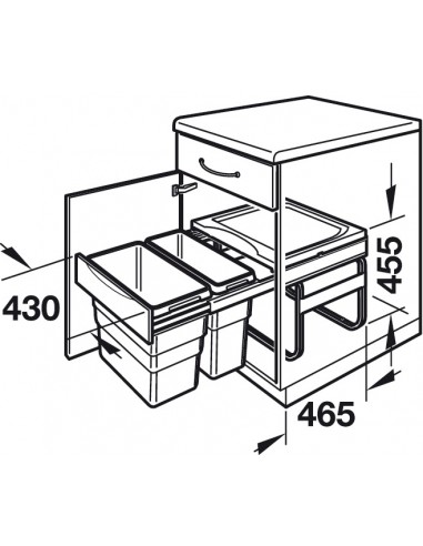 500mm Easy Cargo Waste Bin Hailo 49L Hinged Door Double Containers 50270522 Hailo 3668501