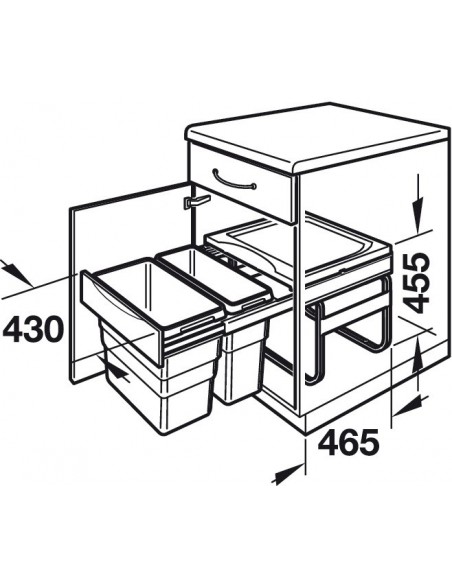 500mm Easy Cargo Waste Bin Hailo 49L Hinged Door Double Containers 50270522 Hailo 3668501