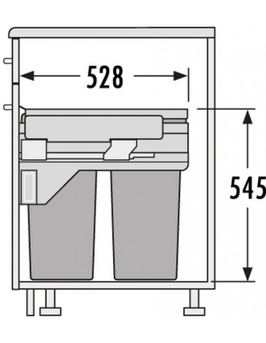 450mm Hailo Euro-Cargo Kitchen Waste Bin 76L Soft Closing Double Tubs 50370532