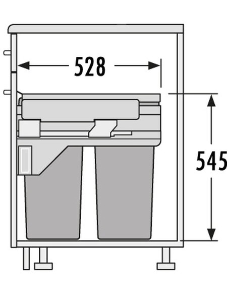 450mm Hailo Euro-Cargo Kitchen Waste Bin 76L Soft Closing Double Tubs 50370532