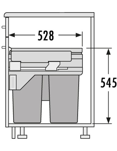 600mm Euro-Cargo Family Bin Large Kitchen Waste Quad Containers 90.5L  50370455