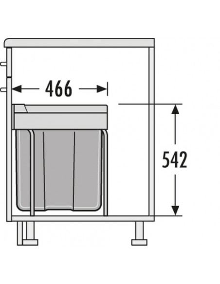 400mm Easy Cargo Bin Waste Kitchen 40L Hinged Door Base Mount 50270520