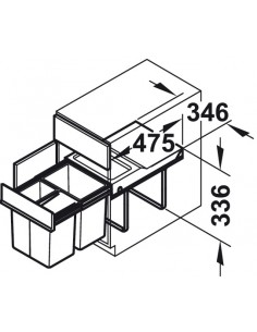 400mm Hailo Tandem Waste Bin Triple Pull Out Hinged Door 50270833 2