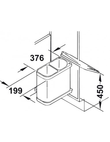 Hailo Uno Waste Bin 16L 450 Auto Lid Open Side Mount Stainless Steel 50262023