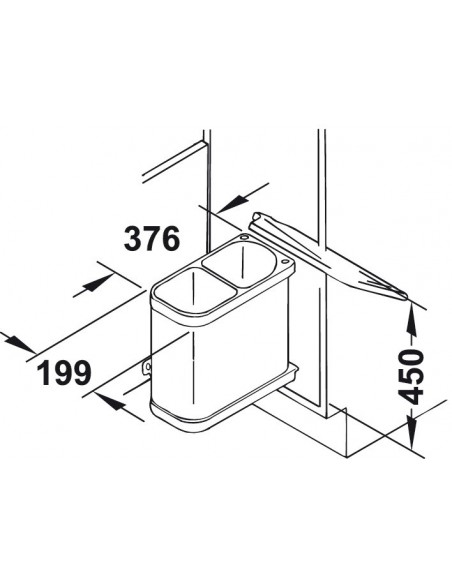 Hailo Uno Waste Bin 16L 450 Auto Lid Open Side Mount Stainless Steel 50262023