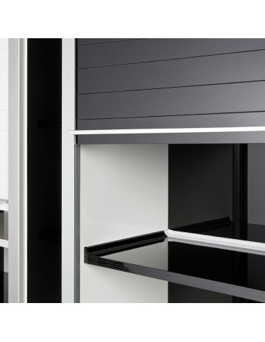 Rehau Black Glass Tambour Door 1500x600mm Vetro-Line Roller Shutter
