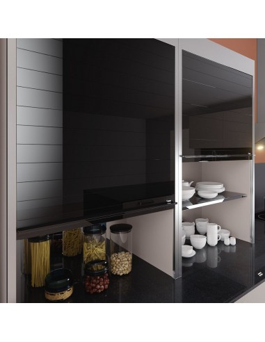 Rehau Black Glass Tambour Door 1500x600mm Vetro-Line Roller Shutter