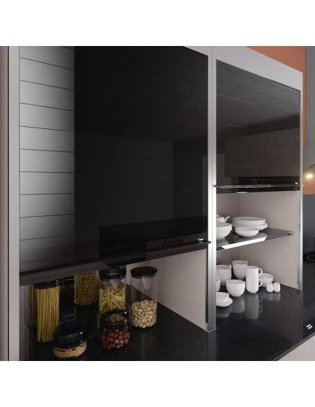 Rehau Black Glass Tambour Door 1500x600mm Vetro-Line Roller Shutter
