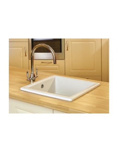 Shaws Classic Square Sink Inset/Undermount Ceramic White SCSQ460
