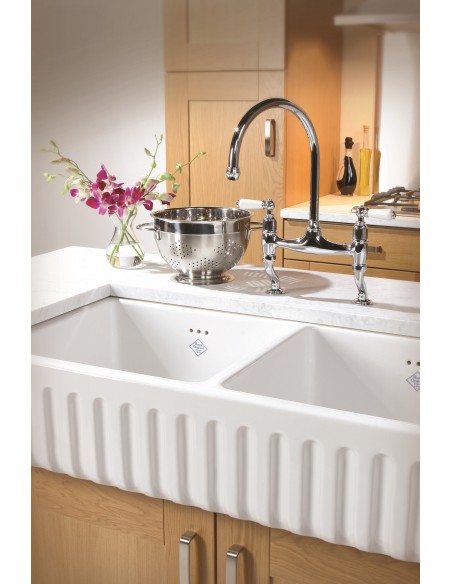 800mm Shaws Ribchester Butler Kitchen Sink Fluted Apron Front Double SO0800010
