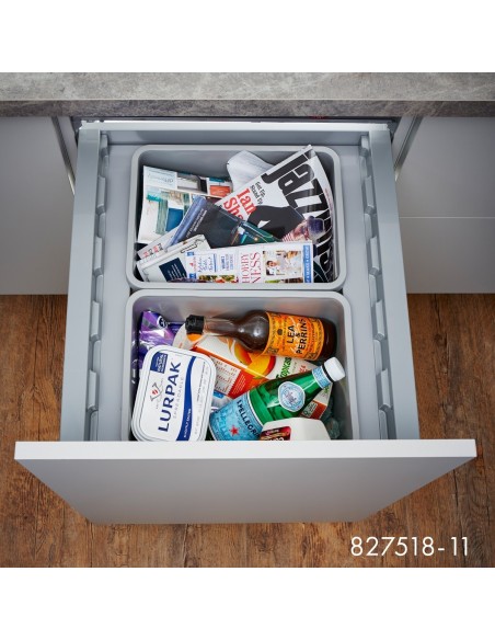 500mm Wesco Pullboy Z Waste Bin Blumotion Runners 58L Double Door Fix 827518-85