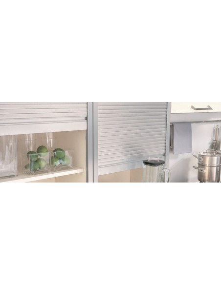 Rehau Tambour Door Metallic Metal 720x500mm Stainless Steel Effect MTDK7205