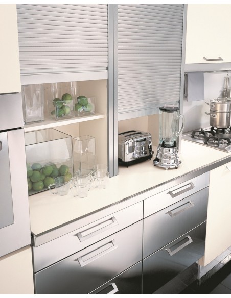 Rehau Metallic Tambour Door 1450 x 600mm Stainless Steel Metal MTDK14506