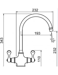 Clearwatater Coriolis Kitchen Tap Twin Lever Chrome Low 0.3 Bar CO2CP 2