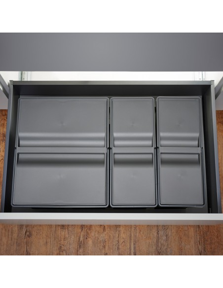 700/800mm Legrabox Kitchen Waste Drawer Bin 38L Gollinucci Triple Tubs 9XL/800-GY