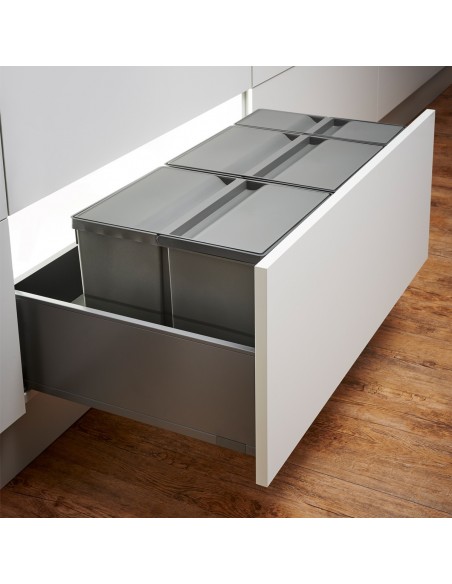 900mm Legrabox Kitchen Waste Drawer Bin Trio Containers Gollinucci 49L 9XL/900-GY