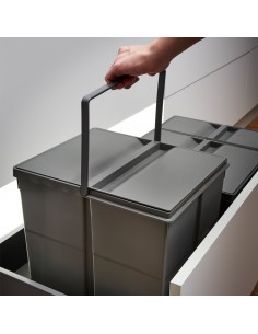 900mm Legrabox Kitchen Waste Drawer Bin Trio Containers Gollinucci 49L 9XL/900-GY 2