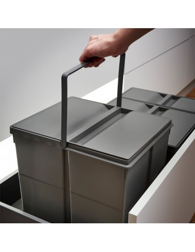 900mm Legrabox Kitchen Waste Drawer Bin Trio Containers Gollinucci 49L 9XL/900-GY