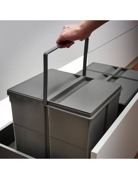 900mm Legrabox Kitchen Waste Drawer Bin Trio Containers Gollinucci 49L 9XL/900-GY