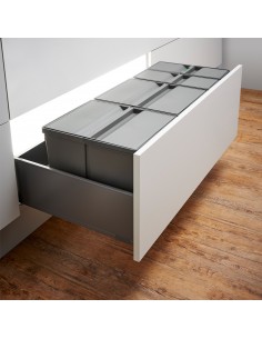 1000mm Legrabox Waste Bin Kitchen Drawer 58L Gollinucci Quad Tubs 9XL/1000-GY 2