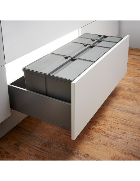 1000mm Legrabox Waste Bin Kitchen Drawer 58L Gollinucci Quad Tubs 9XL/1000-GY
