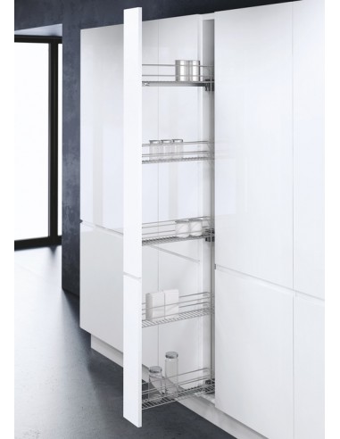 150mm Vauth Sagel Tall Larder VS-TAL-WIRO Kitchen Pull-Out Silver RH  54985922
